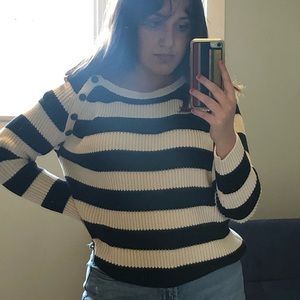 black and cream striped forever 21 sweater